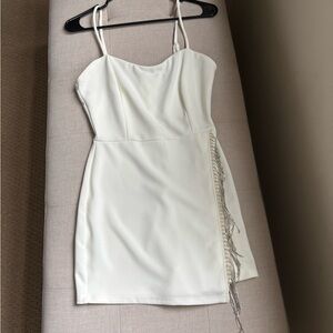 Almost Famous White Mini Dress with Silver Accents